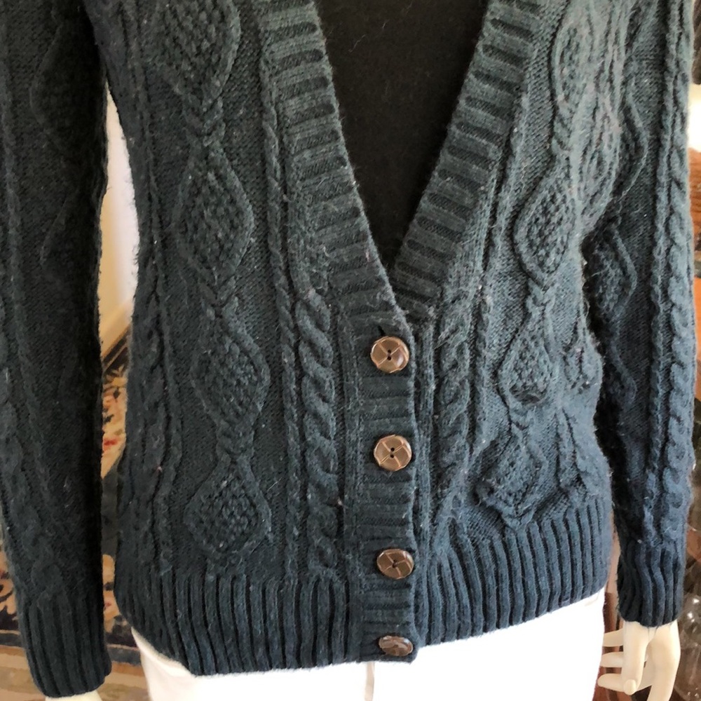 Navy Cable Knit Cardigan - Picture 2 of 4